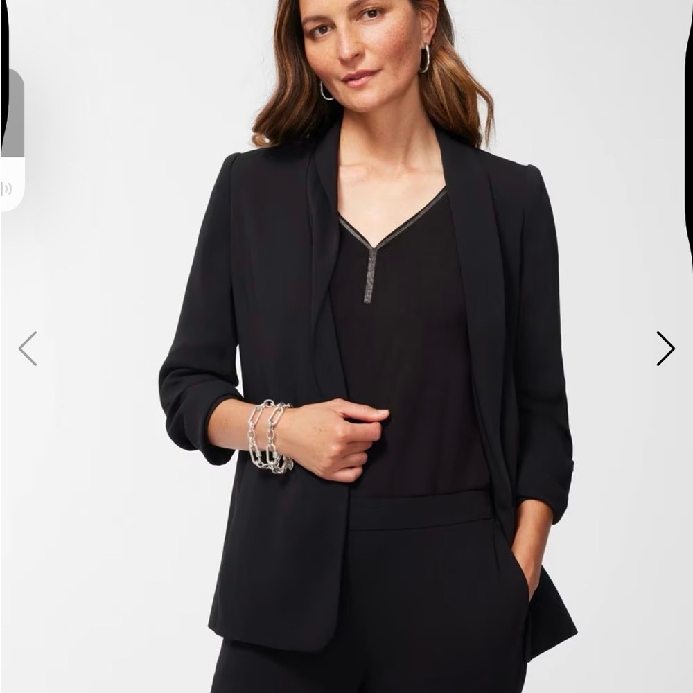 Chico's NWT women’s size 3.5 (18) timeless Black Blazer 3/4 rouched sleeves
